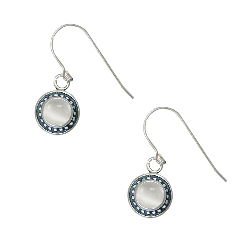 Sterling Silver Little White Moonstone Gemstone Drop Dangle Earrings